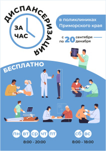 20 СЕНТЯБРЯ СТАРТУЕТ АКЦИЯ "ДИСПАНСЕРИЗАЦИЯ ЗА ЧАС"