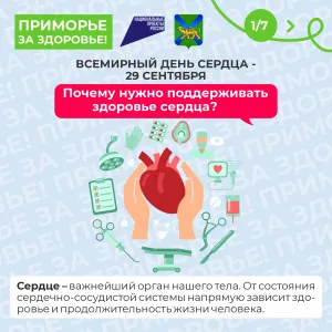 С 29 сентября по 5 октября в Приморье проходит Неделя ответственного отношения к сердцу (в честь Всемирного дня сердца 29 сентября).